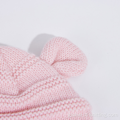 Knitted Hat For Kids Pink color ODM knitted hat for girl Factory